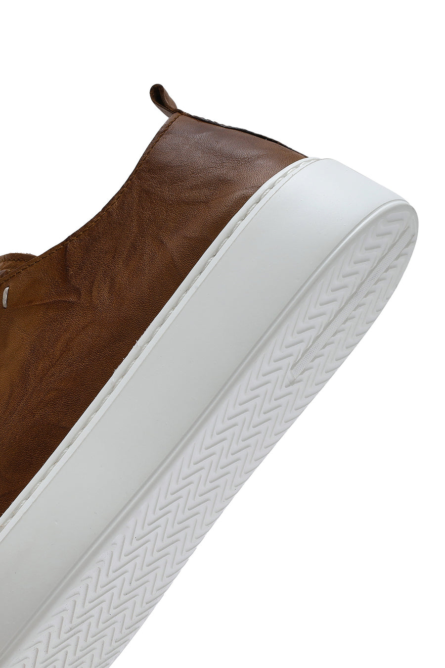 Erkek Taba Bağcıklı Kalın Tabanlı Deri Sneaker