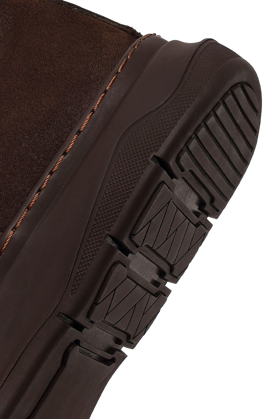 Erkek Kahverengi Bağcıklı Kalın Tabanlı Nubuk Deri Casual Sneaker