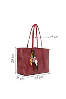 Woman Burgundy Accessory-Detail Printed Shoulder Bag | Derimod