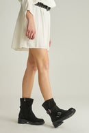 Women's Suede Boots with Stud and Buckle Detail | Derimod