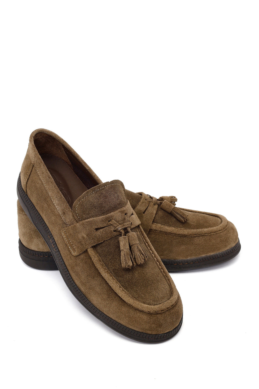Erkek Taba Püsküllü Süet Deri Casual Loafer