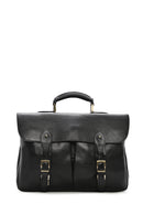 Men's Black Long Strap Leather Briefcase | Derimod