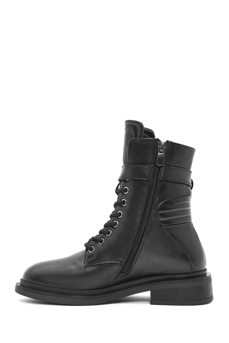 Women's Black Zippered Leather Boots