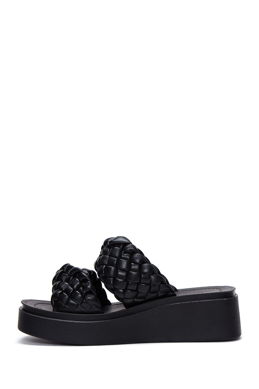Women's Black Braided Thick Soled Slippers