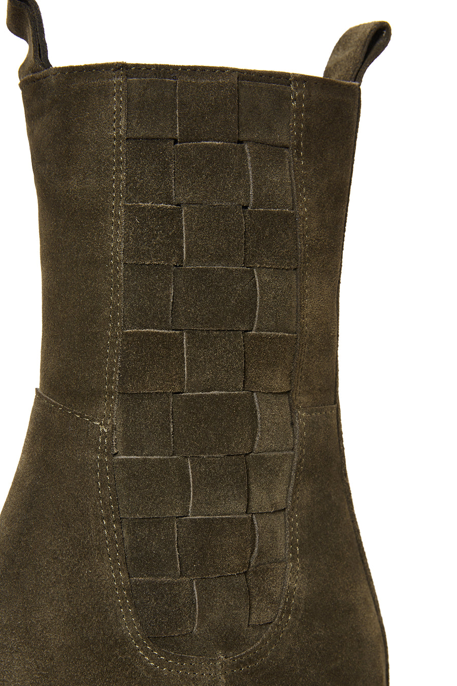 Women's Khaki Suede Leather Zippered Boots