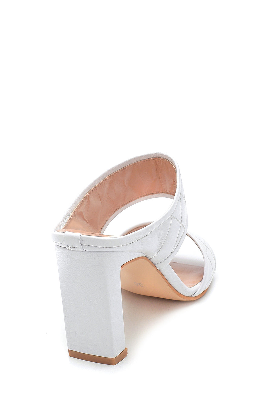 Women's Leather Capione Detailed Heeled Slippers