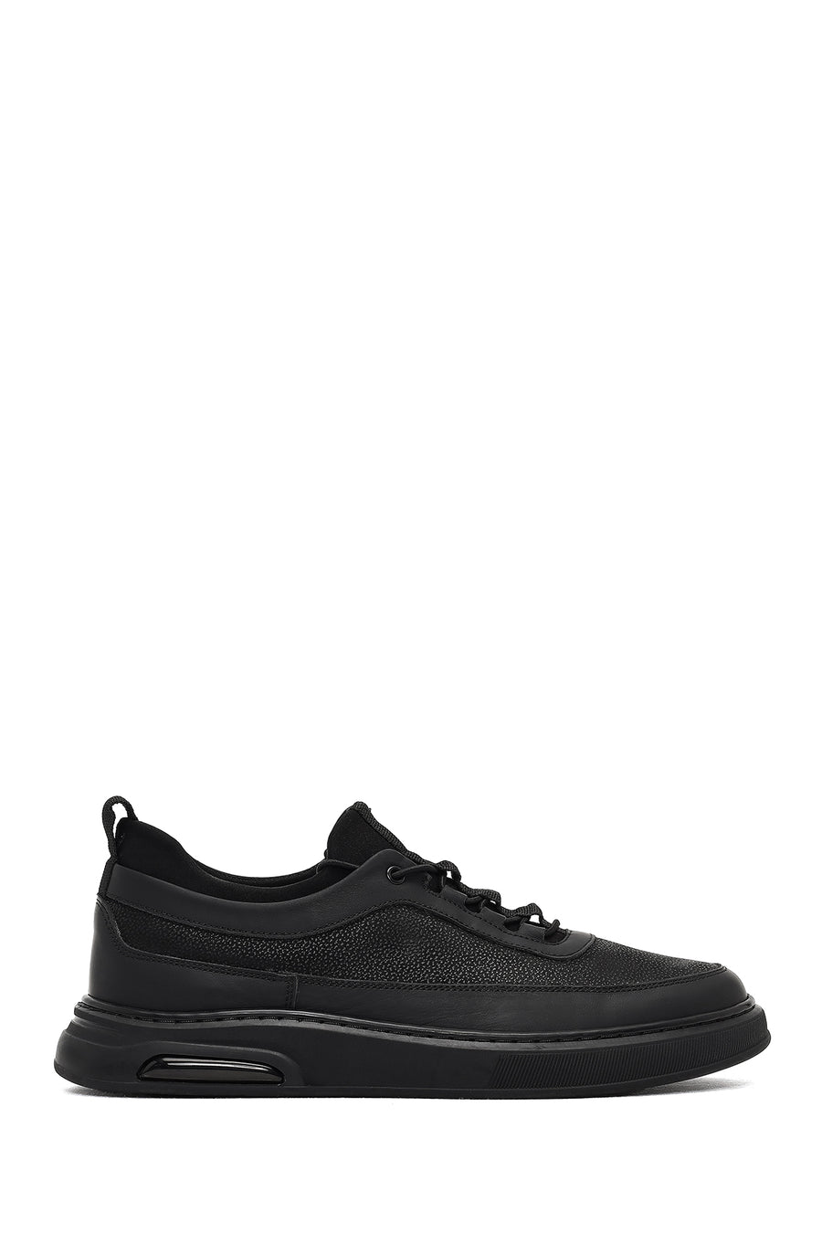 Erkek Siyah Bağcıklı Kalın Tabanlı Deri Sneaker 25WFD642414 | Derimod