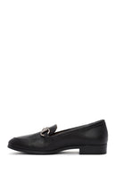Women's Black Buckle Detailed Leather Masculine Loafer | Derimod