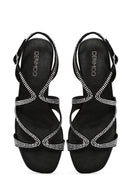Women's Black Stone Buckle Sandals | Derimod