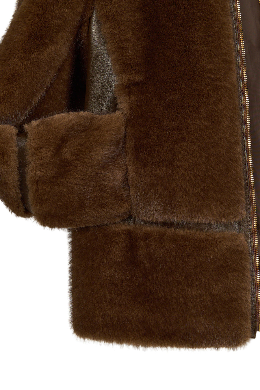 Sevilla Woman Brown Notched Collar Teddy Coats
