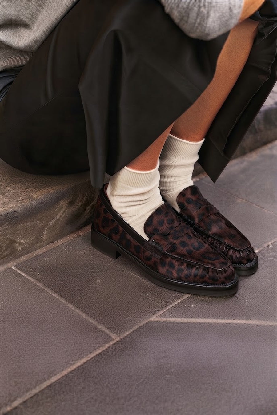 Woman Leopard Print Furry Leather Masculine Loafer