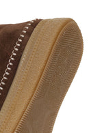 Woman Dark Mink Lace-Up Thick-Soled Suede Teddy Boots | Derimod