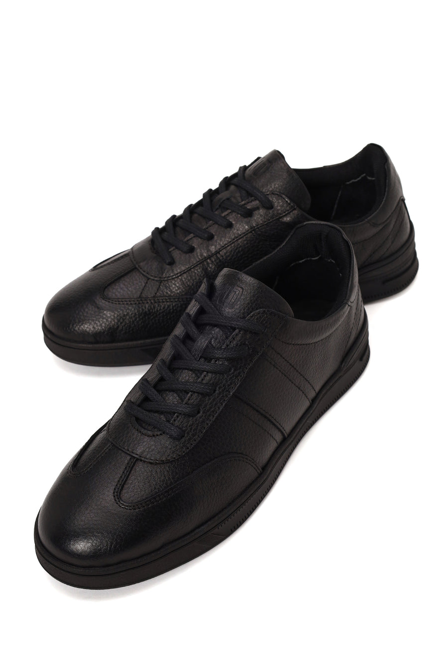 Erkek Siyah Bağcıklı Deri Sneaker