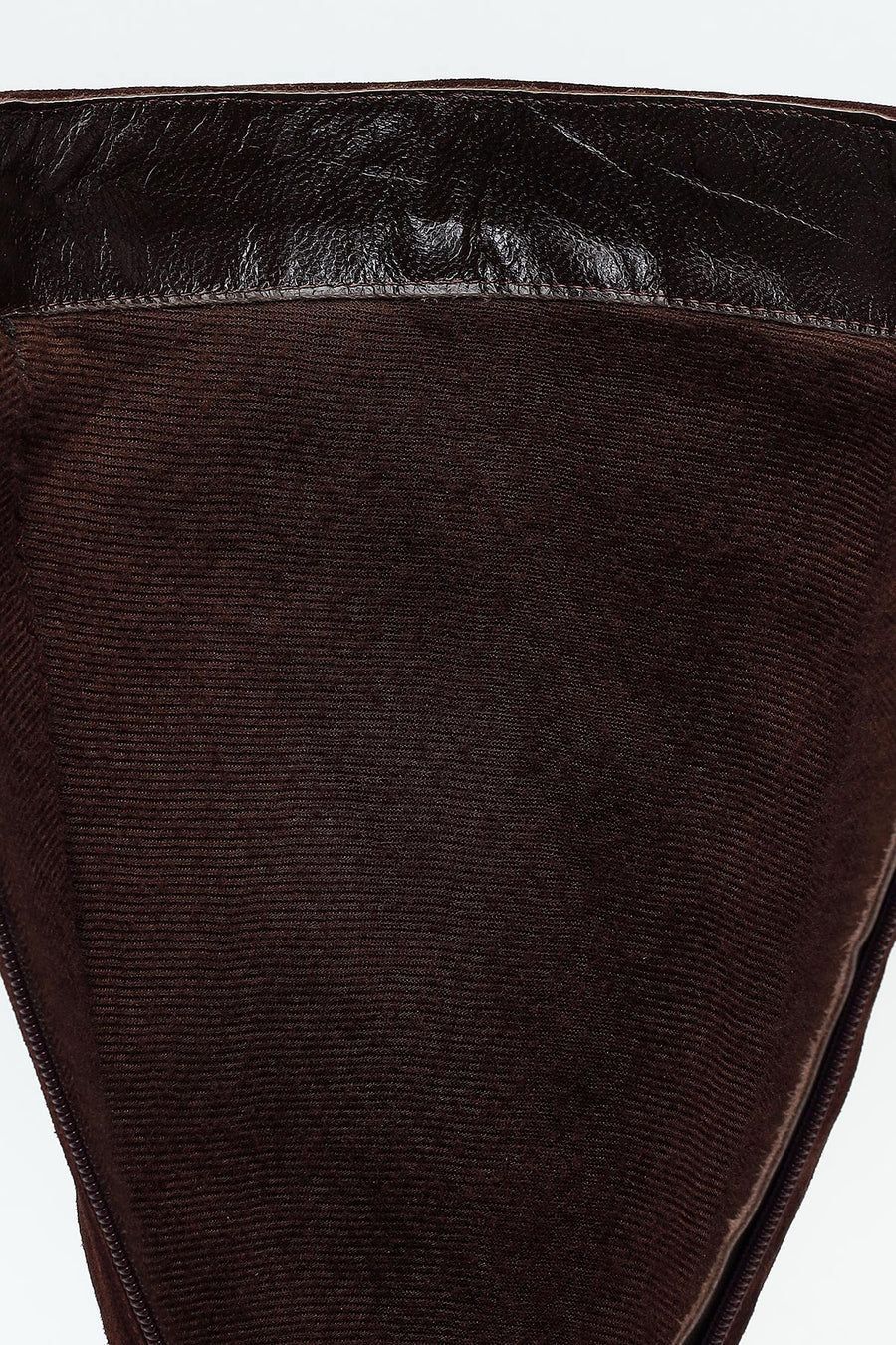 Woman Brown Thick Short-Heeled Zip Closure Suede Leather Boots