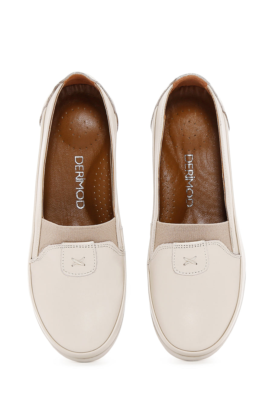 Women's Cream Leather Comfort Loafer