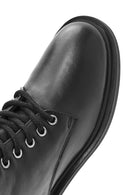 Woman Black Zip Closure Leather Combat Boots | Derimod