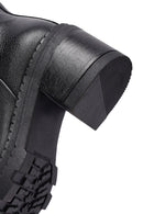 Woman Black Zip Closure Platform Thick-heeled Leather Boots | Derimod