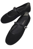 Woman Black Buckled Mesh Ballerine flats | Derimod
