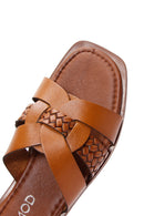 Women's Tan Leather Slippers | Derimod