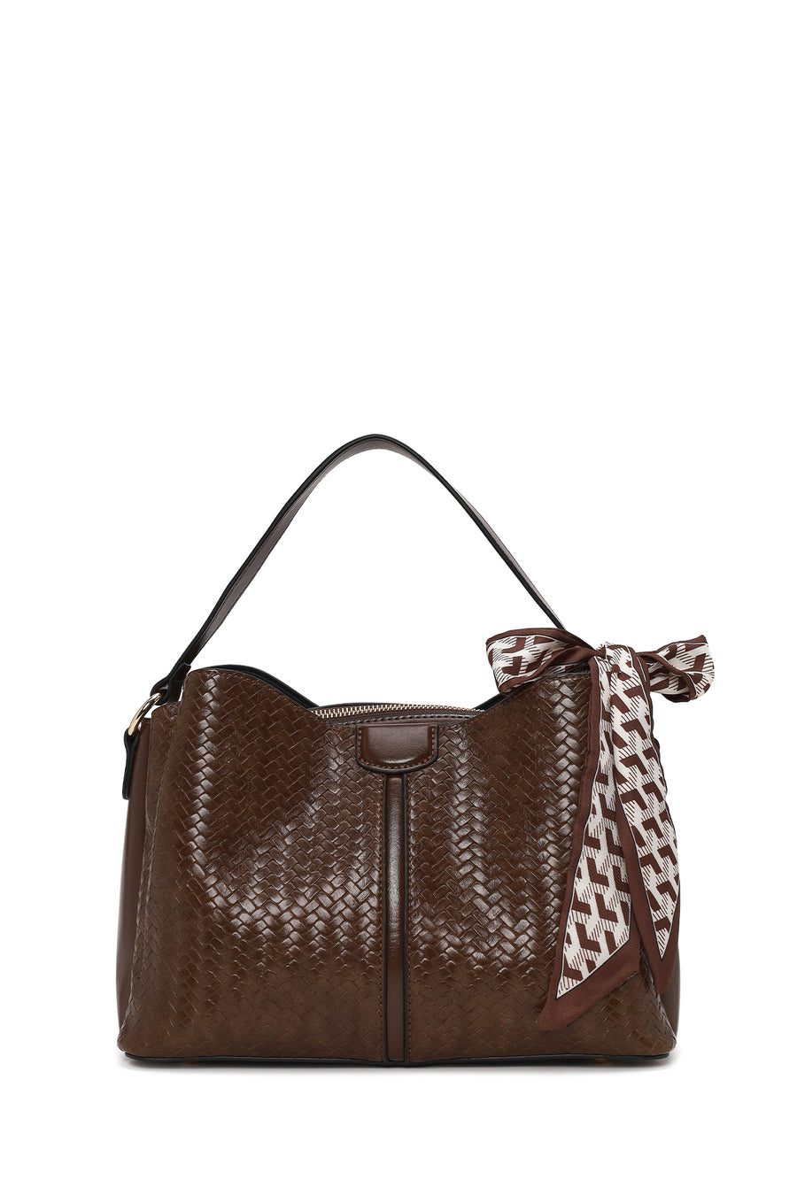 Kadın Kahverengi Uzun Askılı Baskılı Omuz Çantası