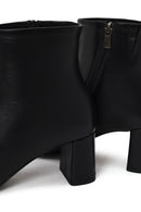 Derimod Flex Woman Black Zip Closure Chunky-Heeled Leather Boots | Derimod