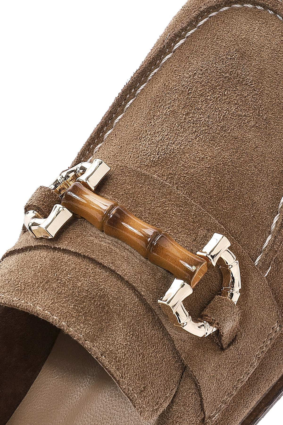 Women's Tan Buckle Detailed Suede Leather Masculine Loafer