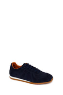 Male Navy Lace-up Suede Leather Sneaker | Derimod