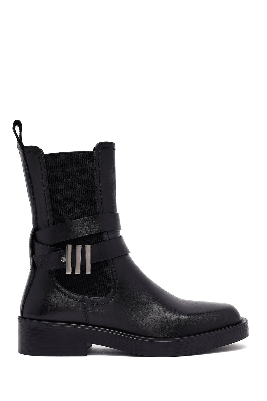 Women's Black Zippered Leather Boots 25WFD202518 | Derimod