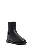 Woman Black Zippered Metal Detail Leather Boat | Derimod