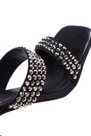 Women's Black Stone Heeled Slippers | Derimod