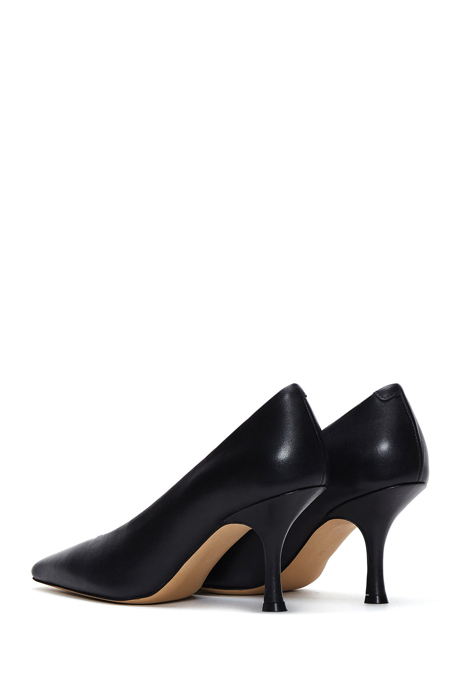 Women's Black Leather Thin Heeled Shoes