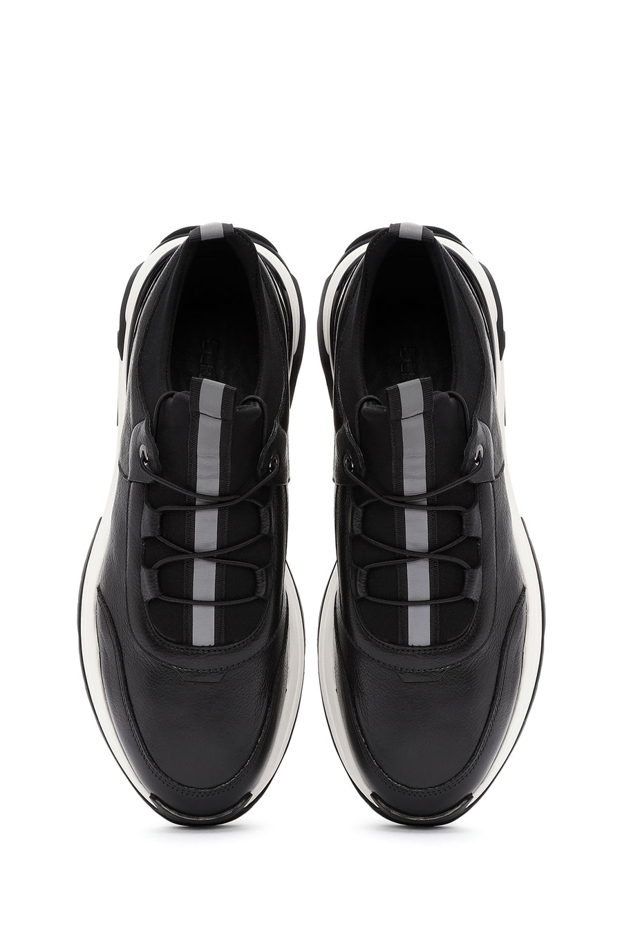 Men's Black Lace-Up Leather Casual Sneaker