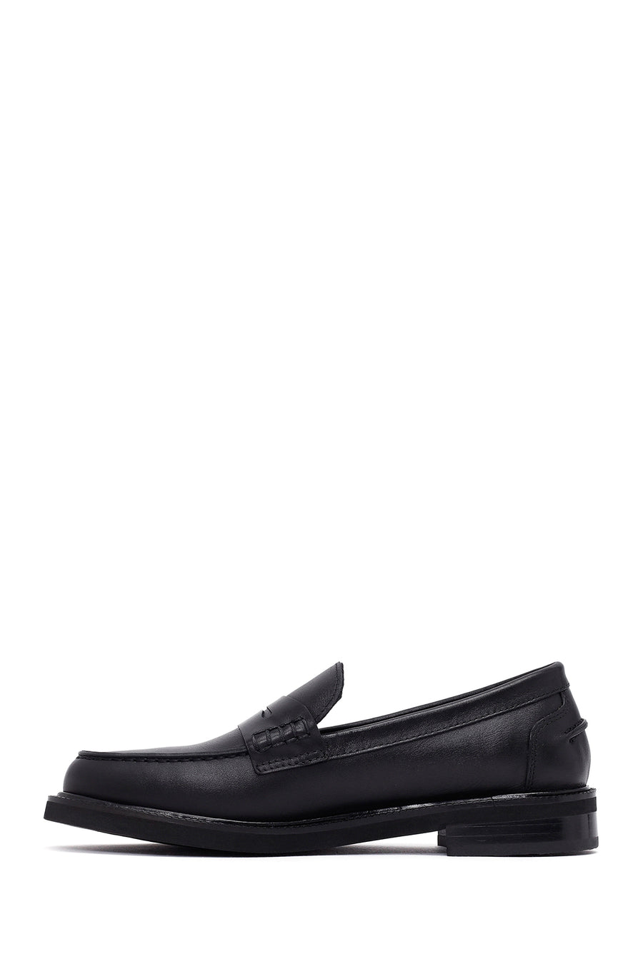 Kadın Siyah Deri Maskülen Loafer