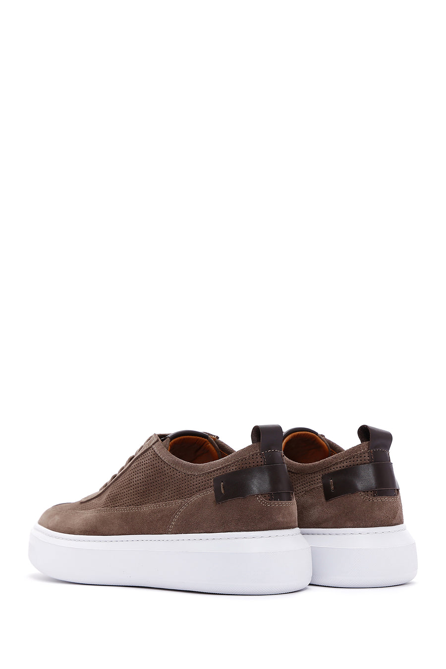 Erkek Vizon Bağcıklı Süet Deri Sneaker