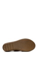 Woman Tan Wedge-Heel Leather Comfort Sandal | Derimod