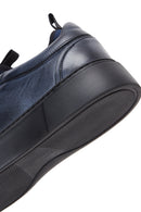 Men's Navy Blue Leather Sneaker | Derimod