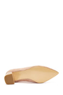 Women's Beige Suede Leather Heeled Shoes | Derimod
