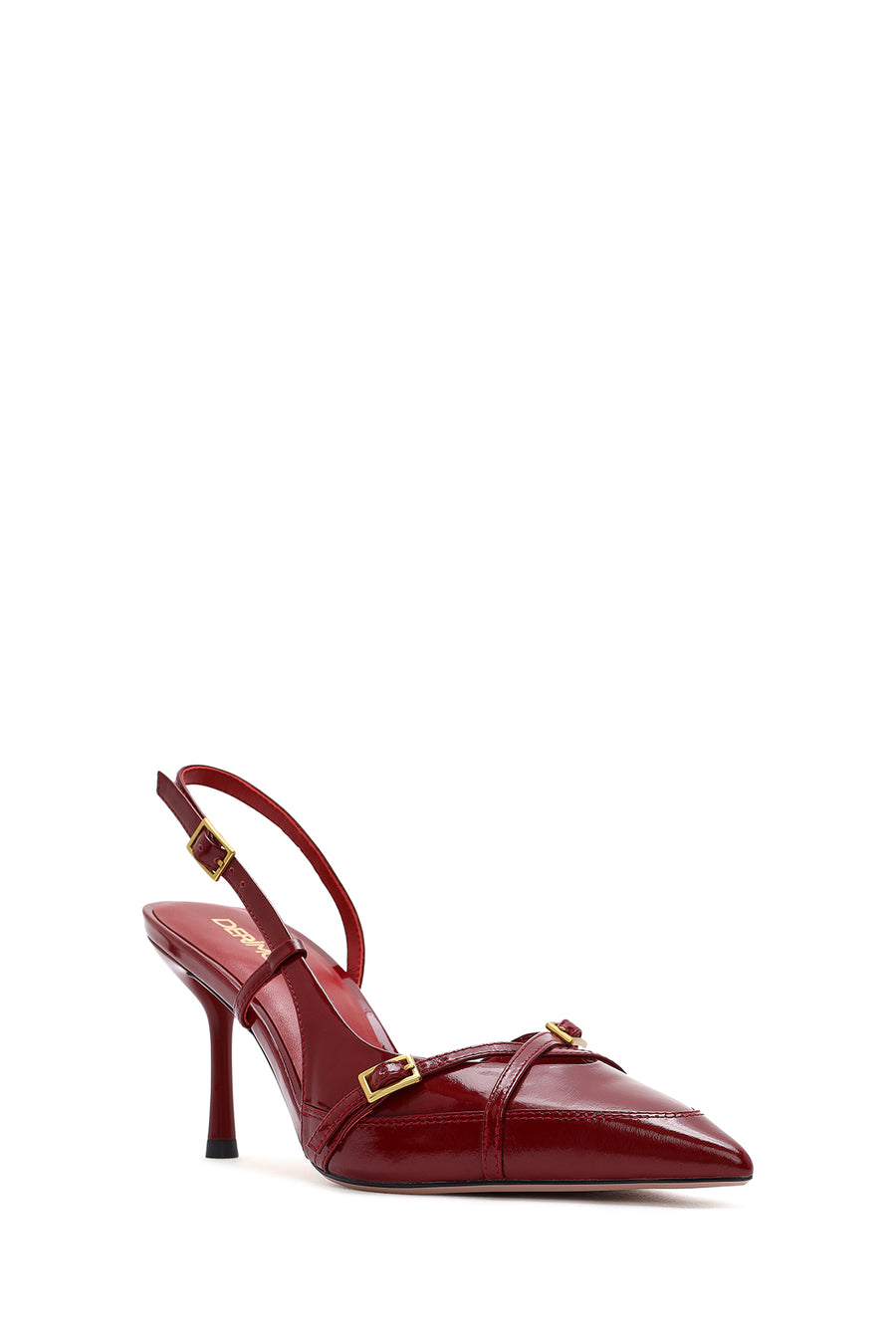 Women's Red Slingback Thin Heel Leather Shoes