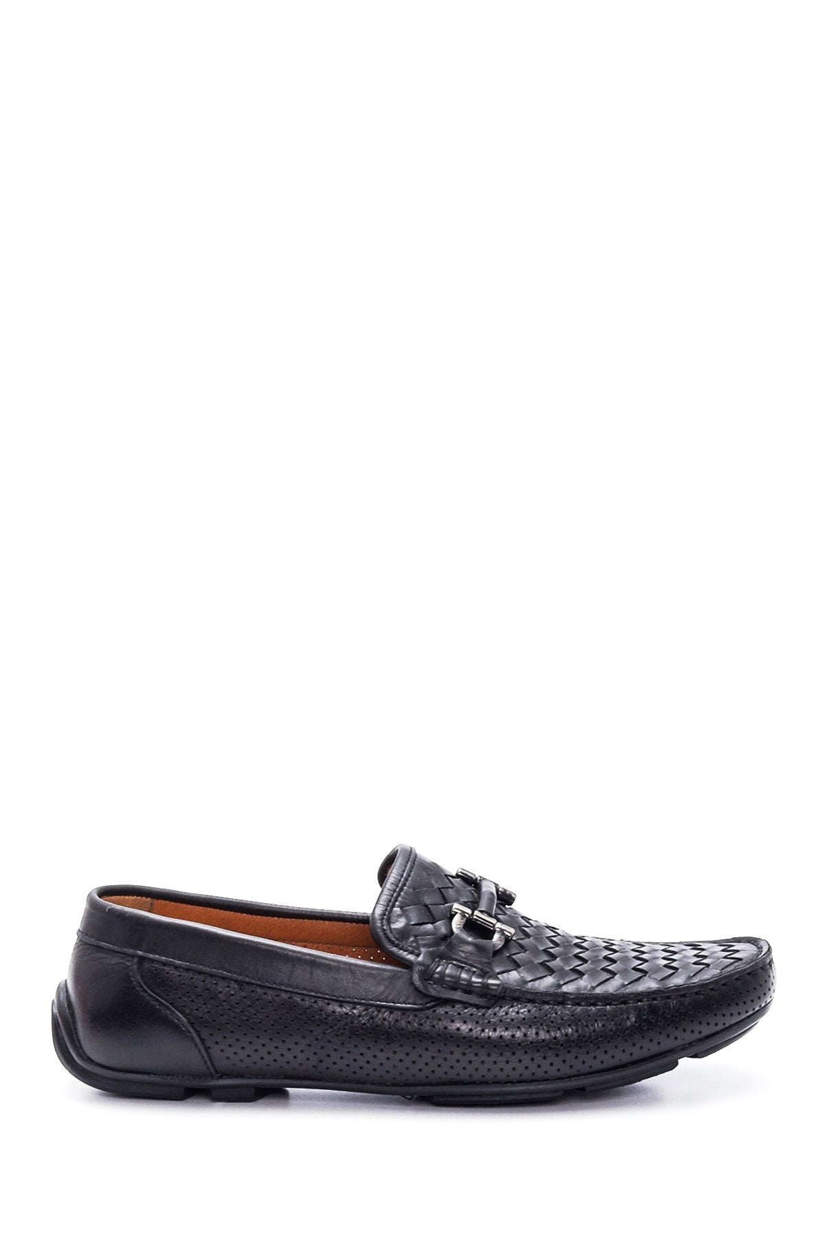 Men's Black Leather Braided Casual Loafer 22SFD630129 | Derimod