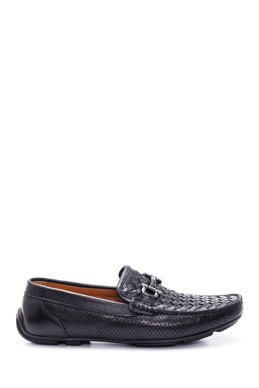 Erkek Siyah Deri Örgülü Casual Loafer 22SFD630129 | Derimod