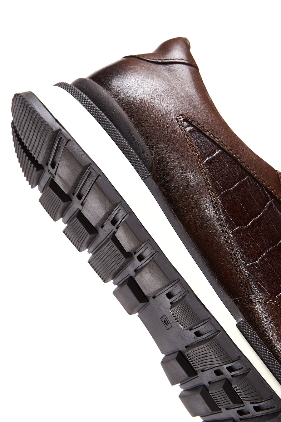 Erkek Kahverengi Deri Desenli Sneaker