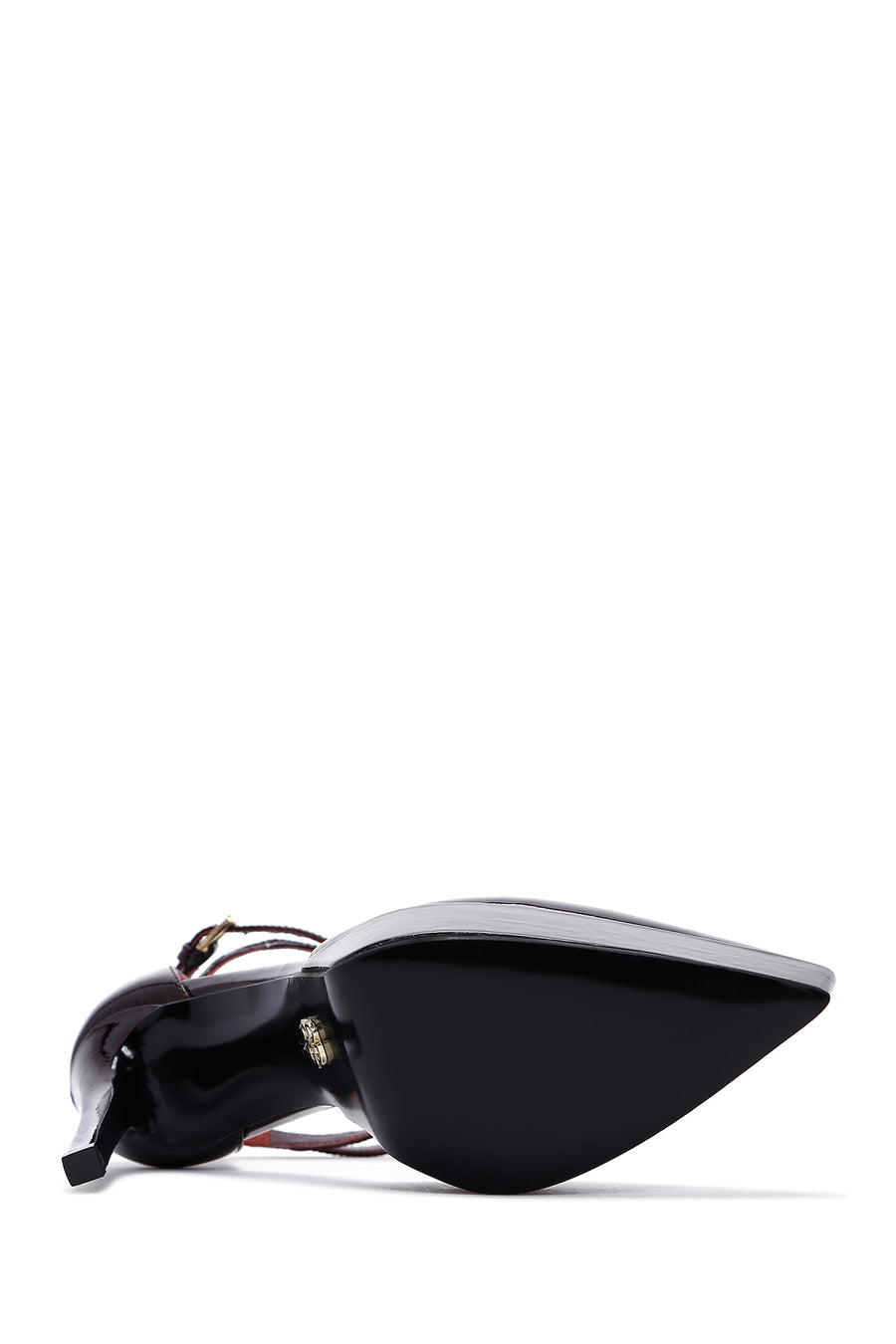 Women's Burgundy Ankle Buckle Platform Heeled Patent Leather Shoes