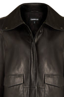 Florida-X Woman Black A-Line Leather Jacket | Derimod