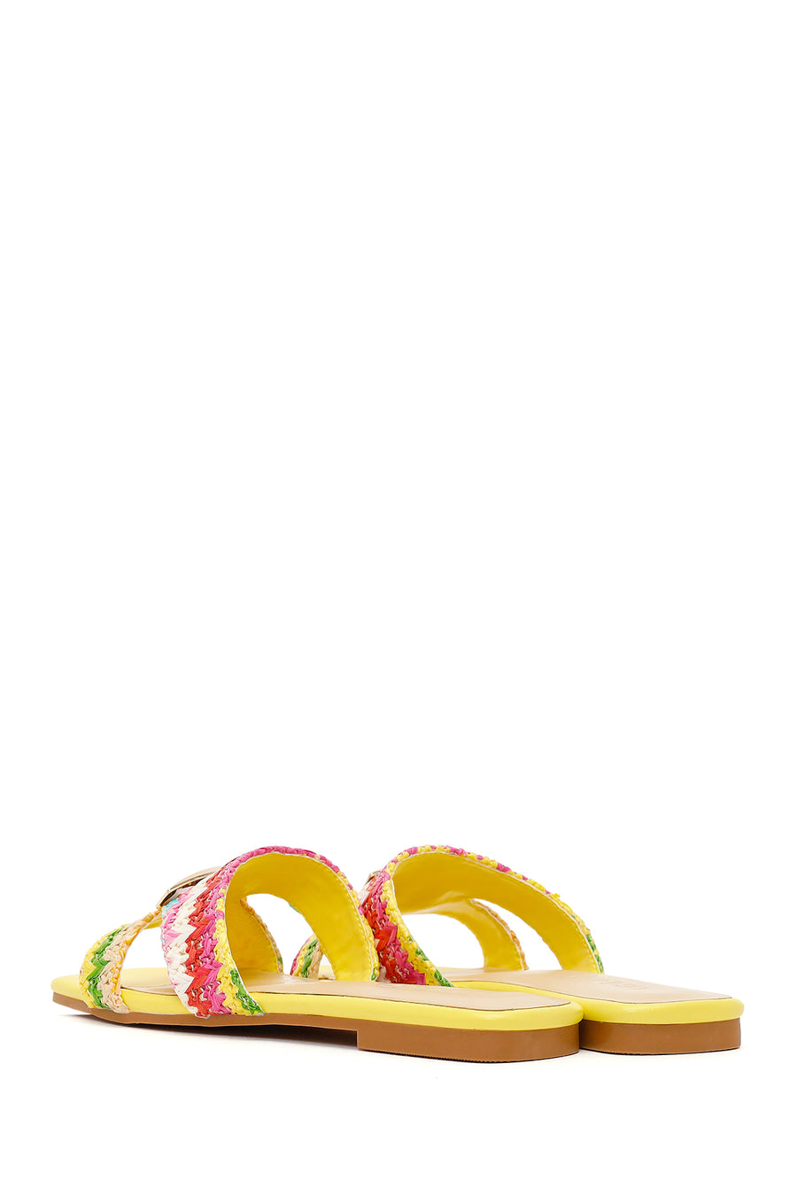 Women's Yellow Straw Slippers
