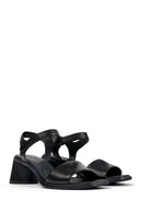 Camper Women's Black Kiara Thick Heeled Leather Sandals | Derimod
