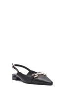 Women's Black Backless Buckle Ballet Flats | Derimod