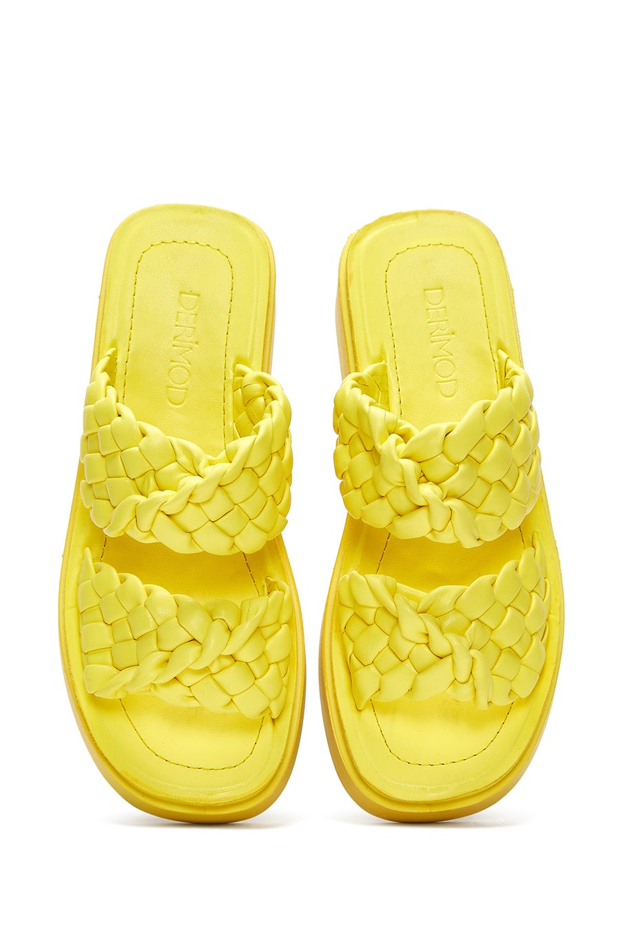 Women's Yellow Braided Thick Soled Slippers