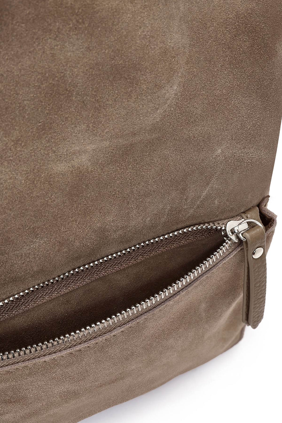 Woman Beige Short and Long-Strap Suede Shoulder Bag
