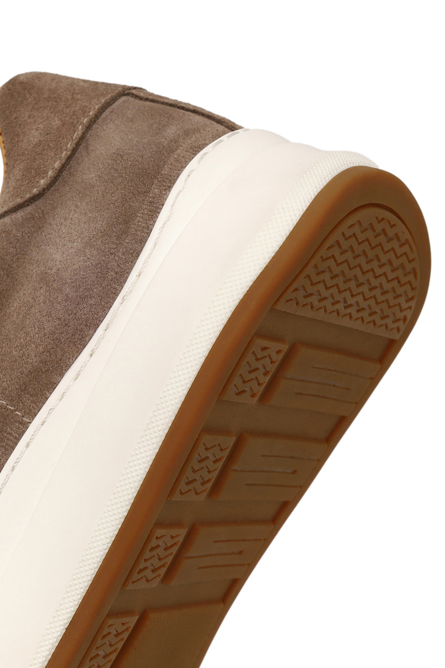 Erkek Bej Bağcıklı Kalın Tabanlı Süet Deri Sneaker