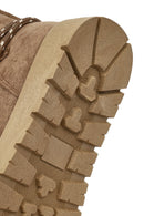 Woman Mink Lace-Up Thick-Soled Suede Teddy Boots | Derimod